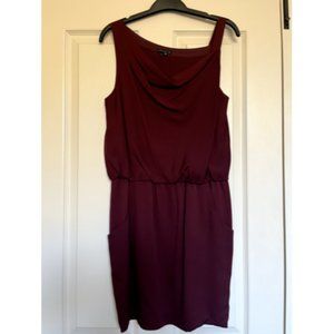 Theory Silk Blend Mini Dress with Side Pockets Sz 4 Burgundy